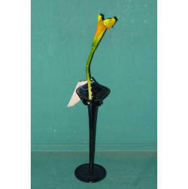 14``H CALLA LILY IN GLASS VASE (14``H Calla Lily SOUS VERRE VASE)