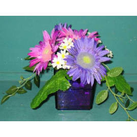 6.5``H POTTED DAISY W/GLASS POT