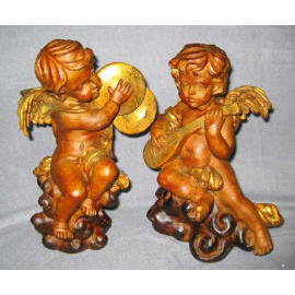 9``H POLYRESIN CHERUB CANDLE HOLDER (9``H Polyresin Cherubim CANDLE HOLDER)