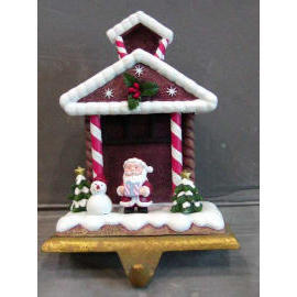POLYRESIN CANDY HOUSE STOCKING HOLDER