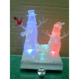 ACRYLIC SNOWMAN STOCKING HOLDER