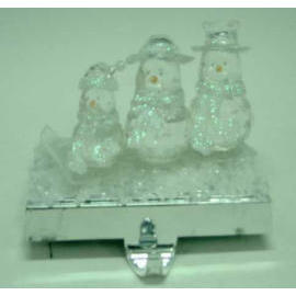 ACRYLIC SNOWMAN STOCKING HOLDER (ACRYLIQUE SNOWMAN bas de Noël)