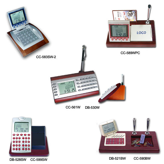  Databank Calculator & Calendar Clock With Wood Base (Банк данных калькулятор календарь & Clock With Wood базы)