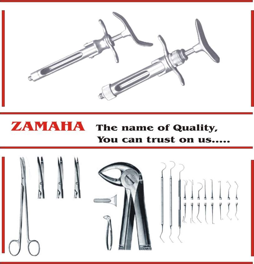 Aspirating Syringe, Mouth Gage, Tooth Extracting Forceps, Ryder Needle Holder