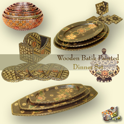  Wooden Batik Round Bowl (Holz Batik-Runde Bowl)