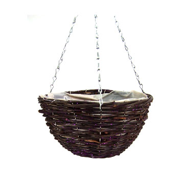  12` Round Black Rattan Hanging Basket (12 `черной круглой ротанга висячие корзины)