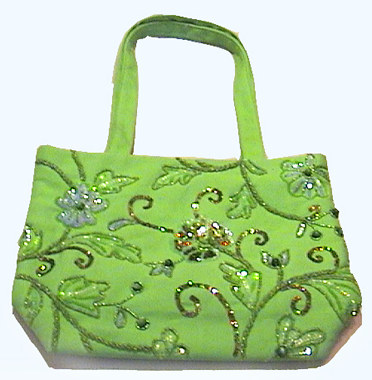  Embroidery Bags With Beads In Green Color ( Embroidery Bags With Beads In Green Color)