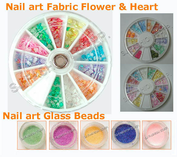  Nail Art Fabrice Flower, Heart & Glass Beads