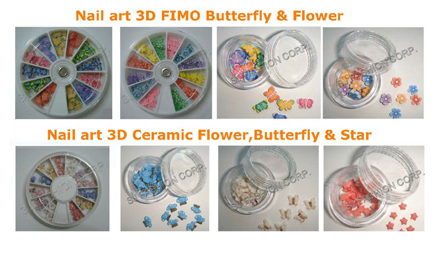 Nail Art 3D Ceramic & Fimo Flower And Other Shapes