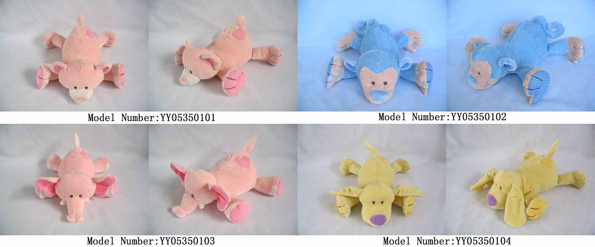  Stuffed Teddy Bear, Monkey, Dog, Elephant