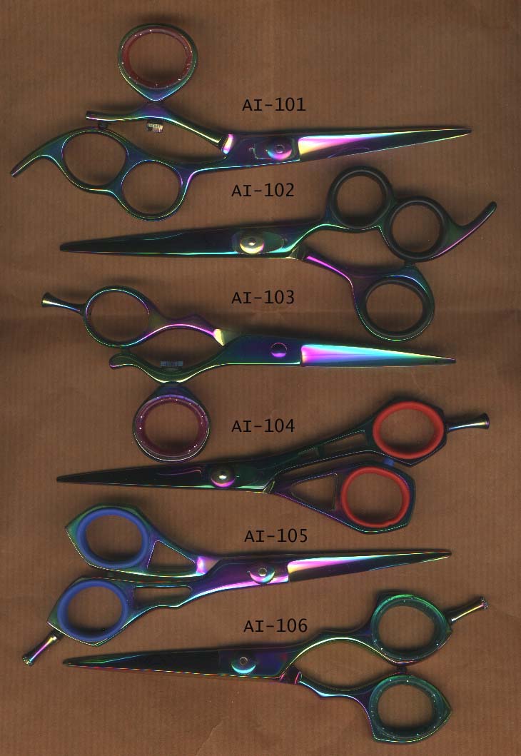 Barber Rainbow Titanium Razor Scissors (Barber Rainbow Titanium Razor Ciseaux)