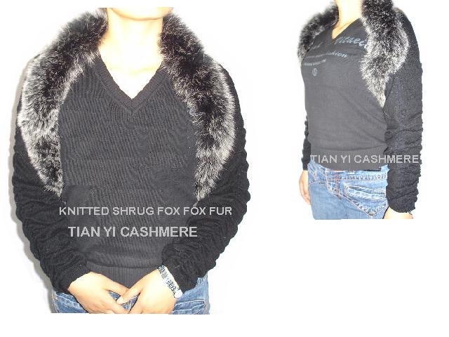  Cashmere Knit Shrug Fox Fur (Кашемир вязать Shrug лисий мех)