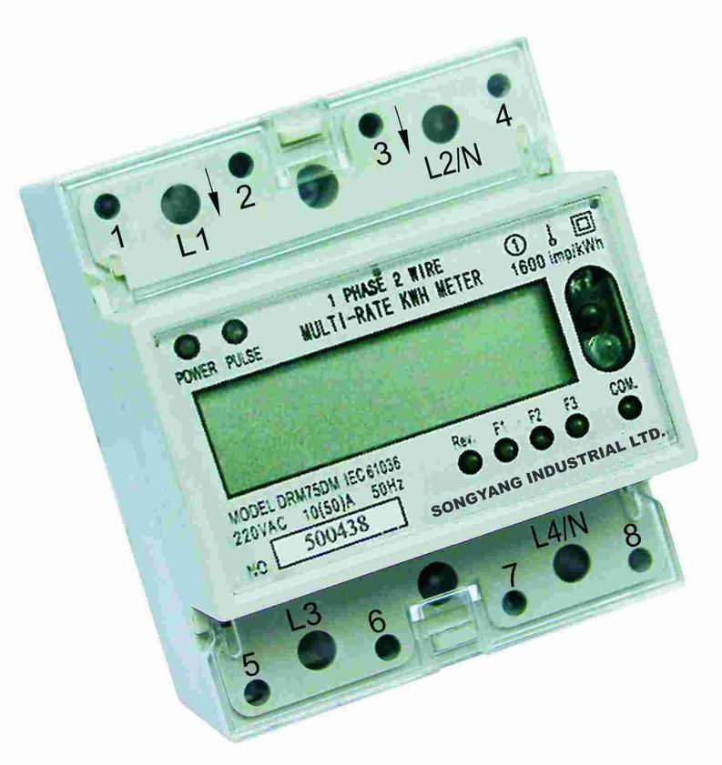  Single Phase DIN Rail Multi-rate Energy Meter (Однофазное на DIN-рейку Multi-Rate счетчик электроэнергии)