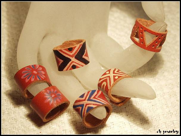  China Handmade And Hand Paint Genuine Leather Ring