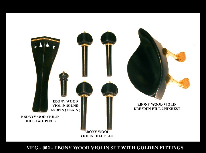  Ebonywood Violin Set With Golden Fittings