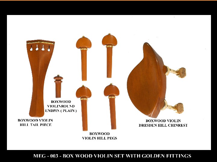  Boxwood Violin Set With Golden Fittings