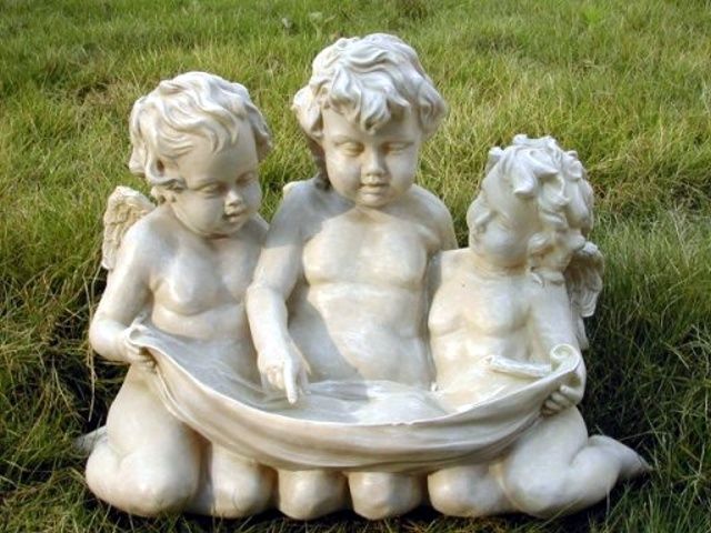  Polyresin Cherub Bird Feeder In Painting Color ( Polyresin Cherub Bird Feeder In Painting Color)