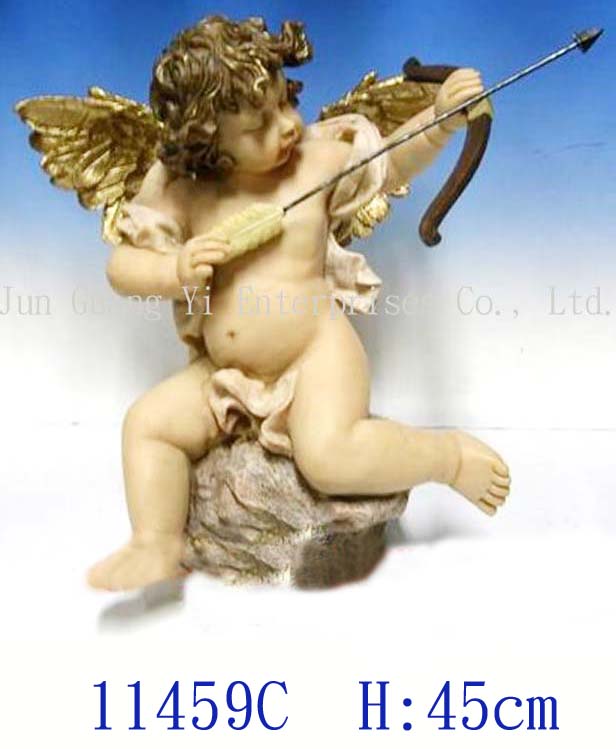  Polyresin Cherub With Bow & Arrow In Painting Color (Polyrésine chérubin avec Bow & Arrow Dans la peinture de couleur)