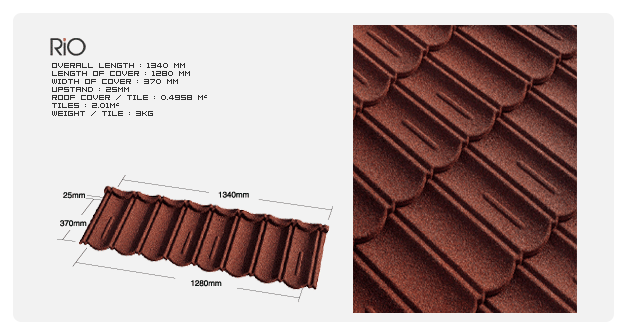  Stone Chip Coated Steel Roof Tiles