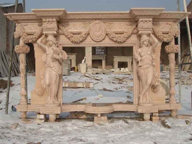  Stone Fireplace, Marble Mantle, Stone Carving, Marble Statue ( Stone Fireplace, Marble Mantle, Stone Carving, Marble Statue)