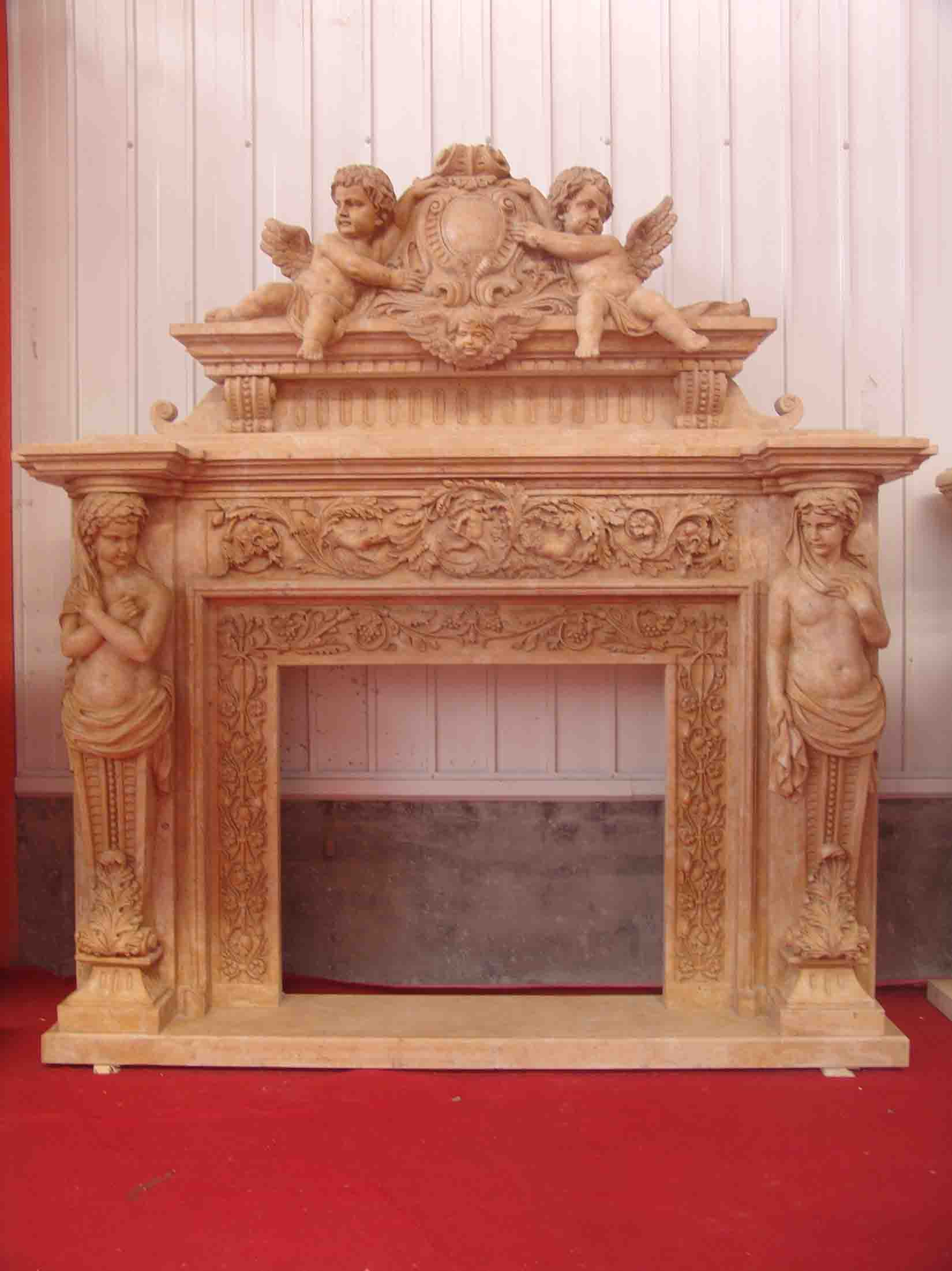  Stone Fireplace, Marble Fireplace, Stone Carving (Cheminée en pierre, cheminée en marbre, Stone Carving)