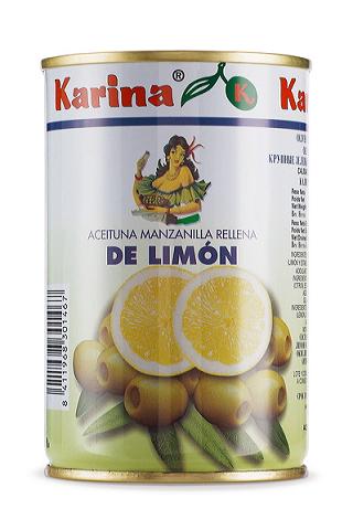  Olives Stuffed With Lemon Presented In 10-ounce Cans - Aceitunas Karina (Oliven gefüllt mit Zitrone Präsentiert Im 10-Unzen Cans - Aceitunas Karina)