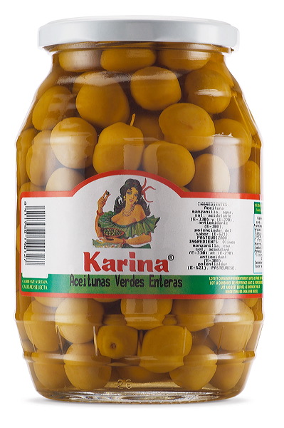  Plain Green Olives In Glass Jars - Aceitunas Karina