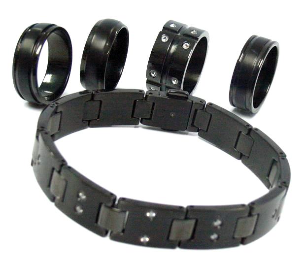  Titanium Black Ring & Bracelet (Титан черное кольцо & Браслет)