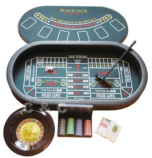  3 In 1 Oval Style Wood Casino Game