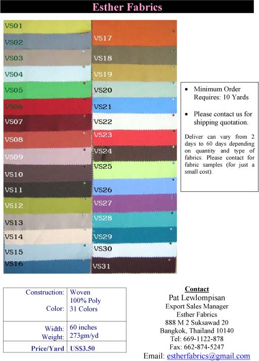  100% Poly 31 Colors (100% Polyester 31 Farben)