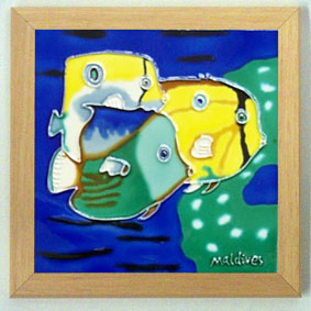  Framed Hand-Painted Ceramic Painting ( Framed Hand-Painted Ceramic Painting)