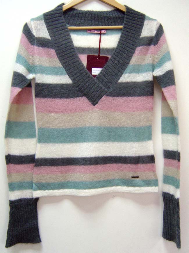 V Neck Mohair Striped Sweater ( V Neck Mohair Striped Sweater)