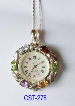  Sterling Silver Watch With Gemstone