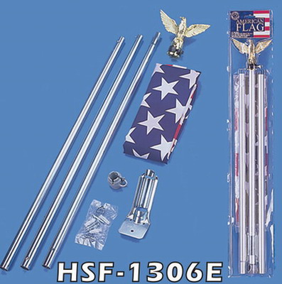  3 Pieces 6 Ft Steel Flagpole Kit (3 pièces 6 pi Steel Flagpole Kit)