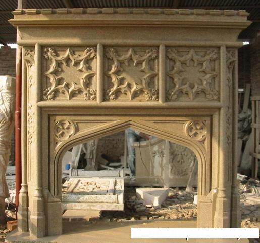  Fireplace Mantel, Stone Fireplace Surround, Stone Carving (Cheminée, Stone Fireplace Surround, Sculpture sur pierre)