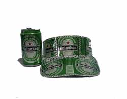  Sun Visor Cap Made Of Used Heineken Cans. ( Sun Visor Cap Made Of Used Heineken Cans.)
