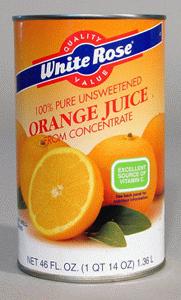  100% Pure Unsweetened Orange Juice From Concentrate (100% pur jus non sucré orange fait de concentré)