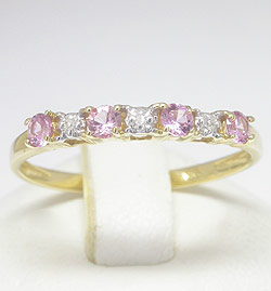  9k Gold Genuine Pink Sapphire & Diamond Ring (9k Золото Подлинное розовый сапфир & Diamond Ring)