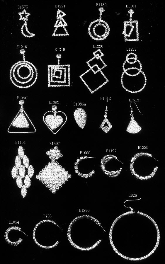  Rhinestone Earrings, Necklace (En strass Boucles d`oreille, collier)