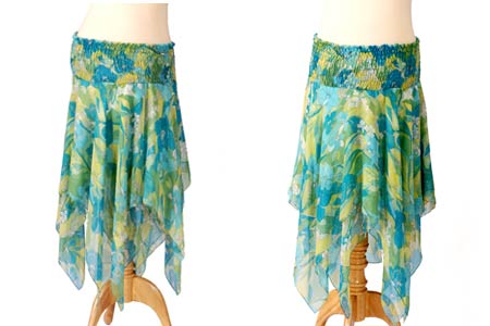  Printed Floral Smock Skirt