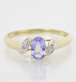  9K Gold Genuine Tanzanite & Diamond Ring (9K Золото Подлинное Танзанит & Diamond Ring)