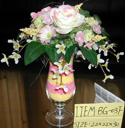  Artificial Flower Set With Glass Cup