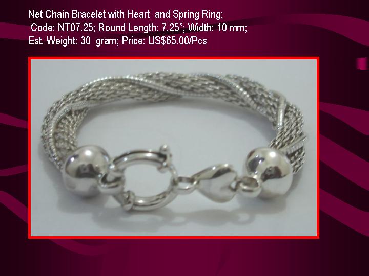 Sterling Silver Bracelet With Heart And Spring Ring (Серебрянные браслет с сердцем и весна кольцо)