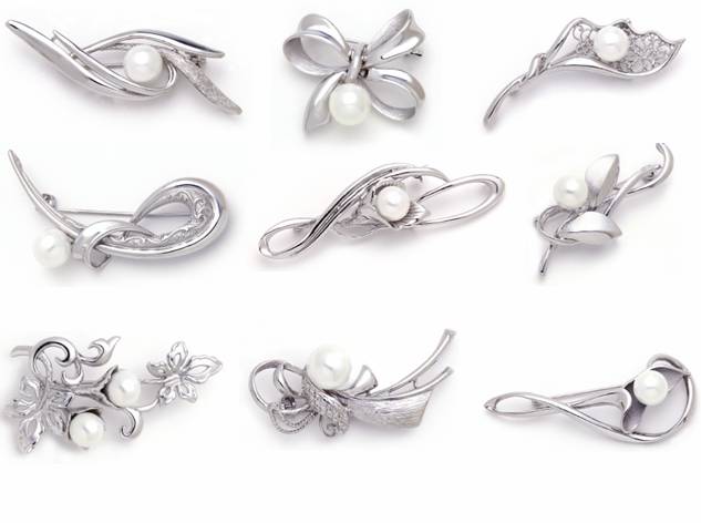  925 Sterling Silver Brooch With Pearl (925 Argent Broche avec Pearl)
