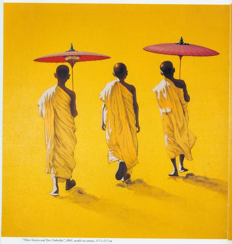  Three Monks Oil Painting (Trois moines peinture à l`huile)