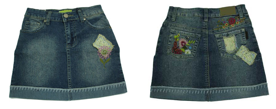  Girls Fashion Embroidered Denim Mini Skirts (Girls Fashion Gestickte Denim Mini Röcke)