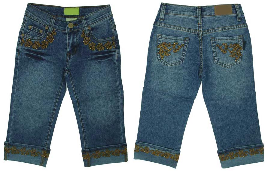  Stock Girls Fashion Stretch Denim Capris 3 / 4 Pants (Фондовый Girls моды Stretch Denim Капри 3 / 4 Брюки)