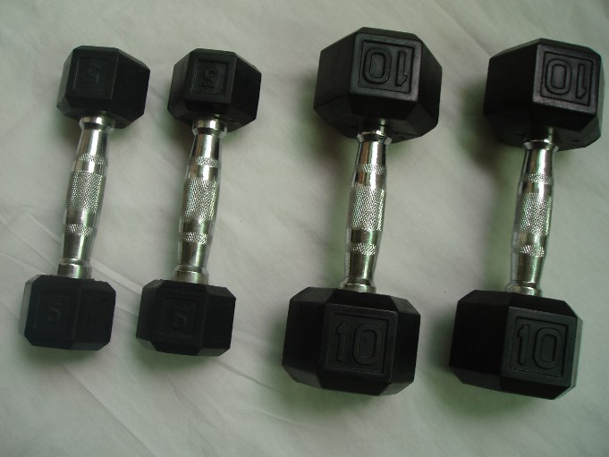  Rubber Coated Hexagonal Dumbbell Pair ( Rubber Coated Hexagonal Dumbbell Pair)