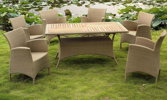  Aluminium Teak-wicker Table And Chair (Алюминиевые тик-плетеные стол и стул)