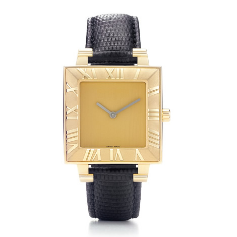  Square Watch, Large, 18k Gold Wristwatch (Квадратные часы, большая, 18-каратного золота наручные)